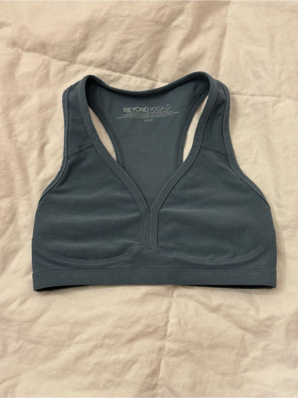 Beyond Yoga lift your spirits Racerback Sports Bra in Slate Blue